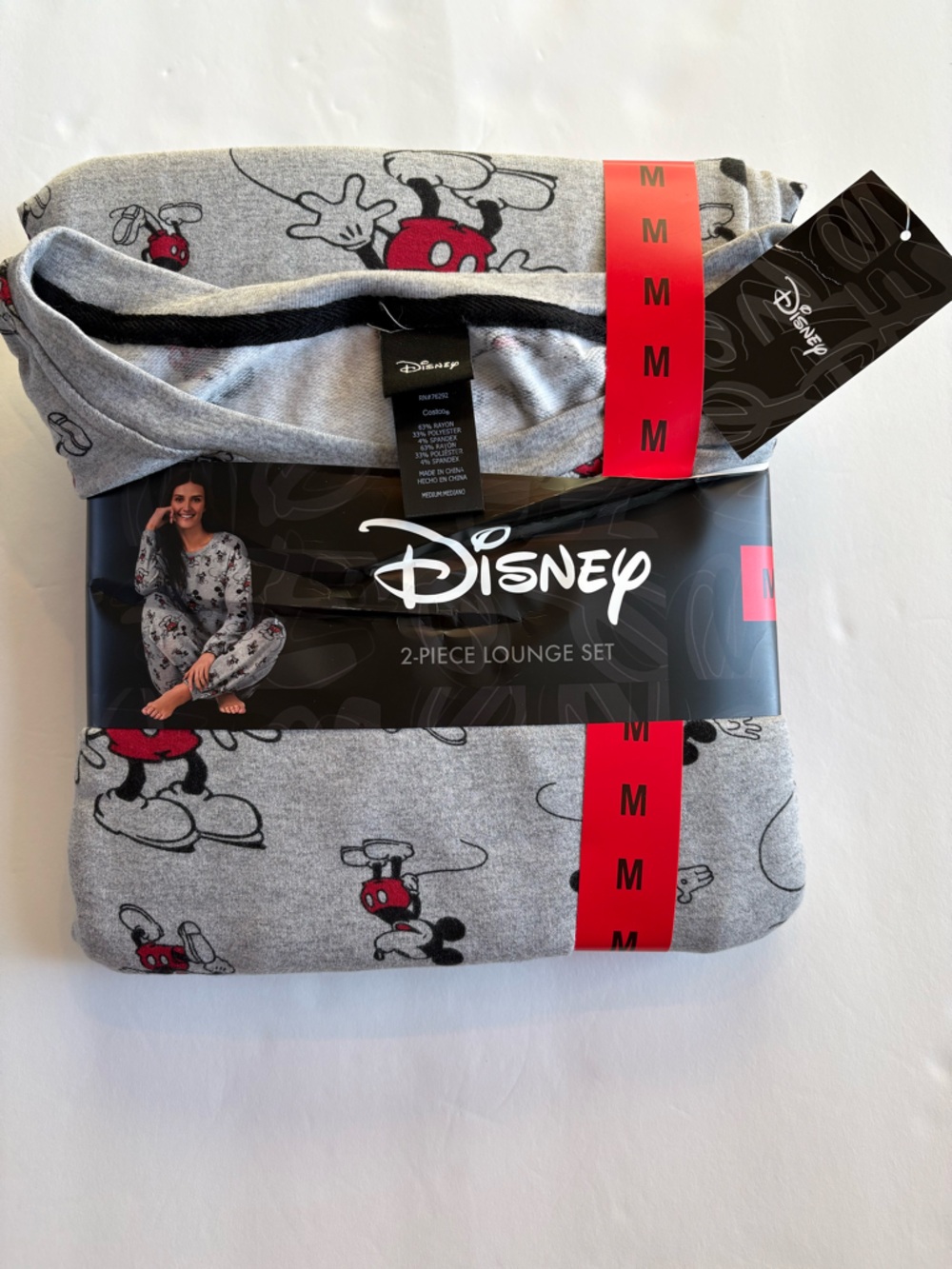 Disney Gray Mickey Mouse Two-Piece Lounge Set with Red Accents